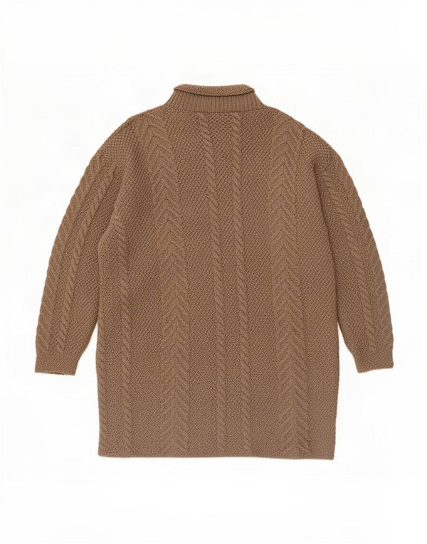 Vintage Womens Longline Cardigan Sweater UK 14 Large Brown
