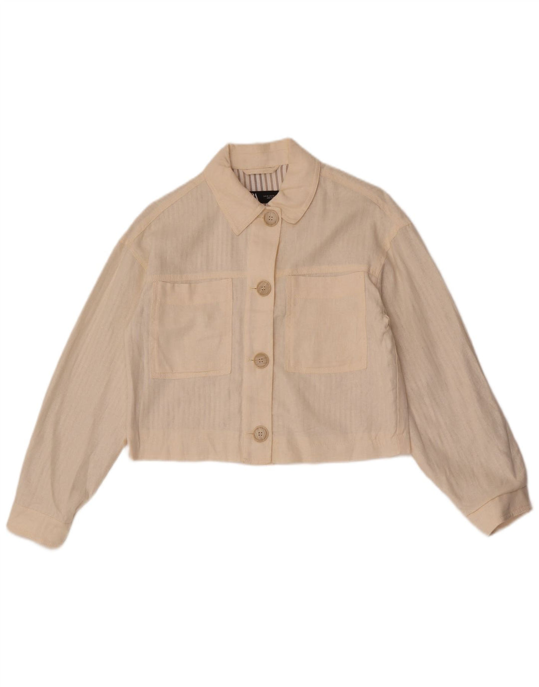 Jachetă Bomber oversized Crop pentru femei Zara UK 6 XS alb