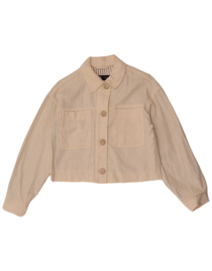 Jachetă Bomber oversized Crop pentru femei Zara UK 6 XS alb