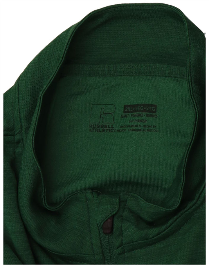 Russell Athletic pentru bărbați, cu fermoar, top cu mânecă lungă, 2XL, verde