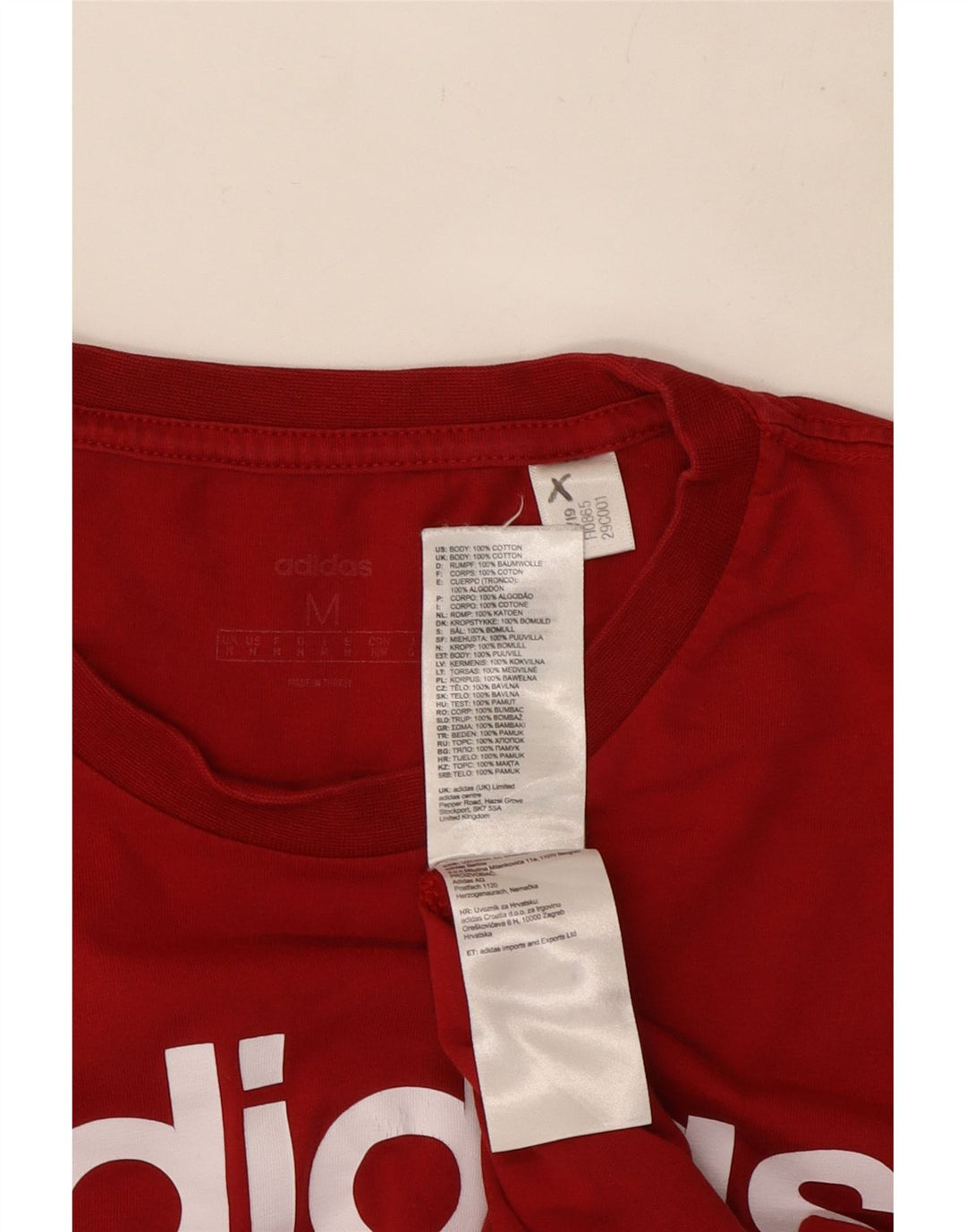 Tricou grafic pentru bărbați Adidas Top, bumbac roșu mediu