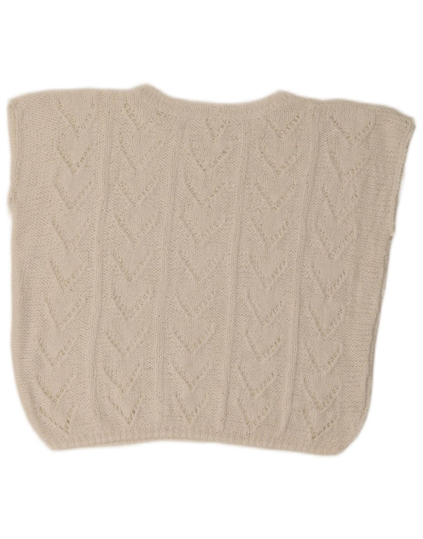 Vintage Crop Vest Tank Top UK 14 Large White