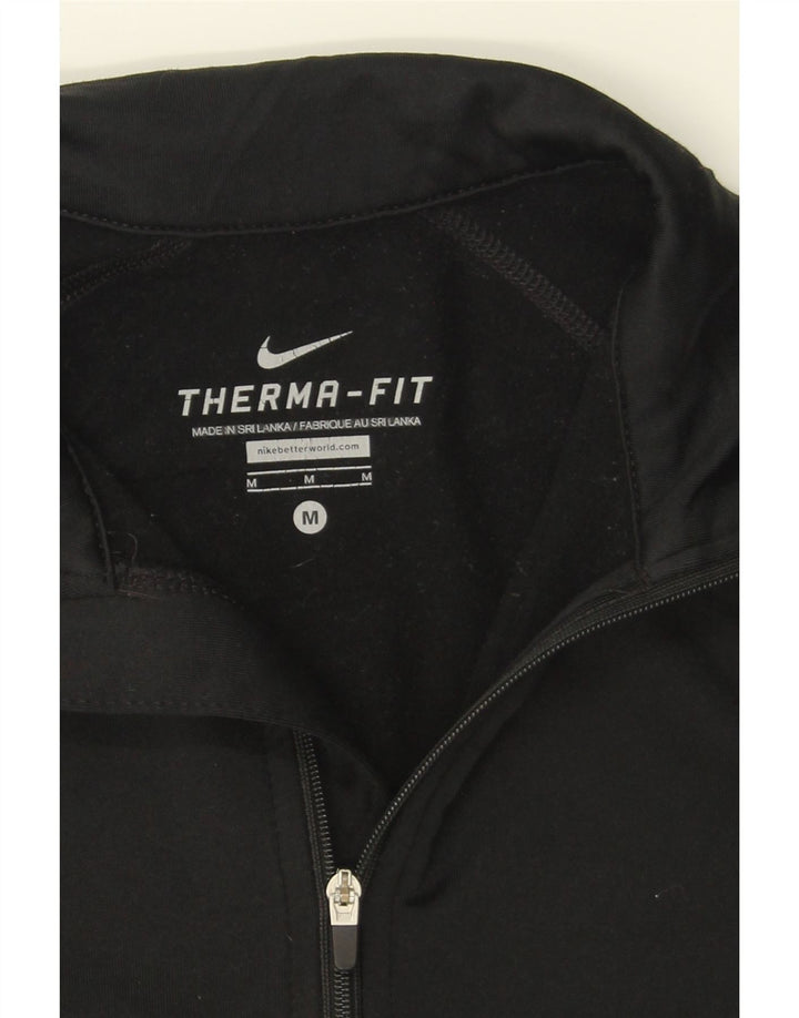 NIKE Womens Therma-Fit Zip Neck Pullover Tracksuit Top UK 12 Medium Black Vintage Nike and Second-Hand Nike from Messina Hembry 