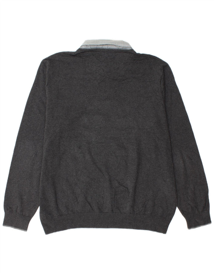 Pulover pentru bărbați Marks & Spencer, cu decolteu în V, XL, bumbac gri