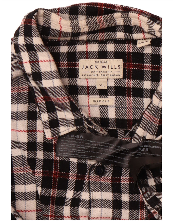 Cămașă Jack Wills pentru bărbați, cu carouri, de flanel, XL, negru, din bumbac