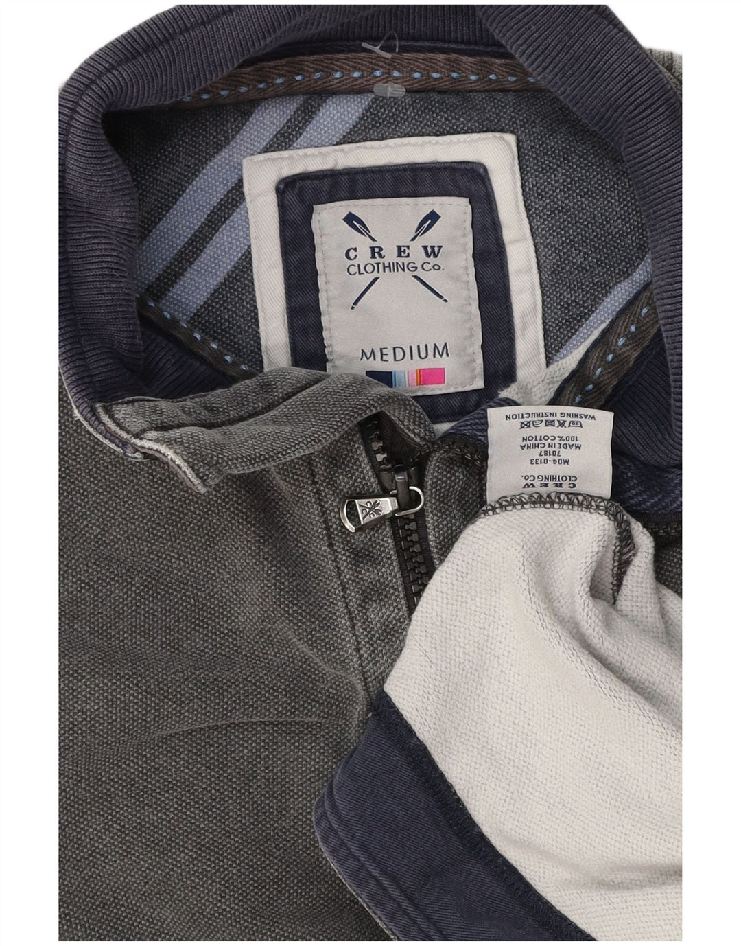 Crew Clothing Hanorac pentru bărbați cu fermoar și gât Jumper Bumbac mediu gri