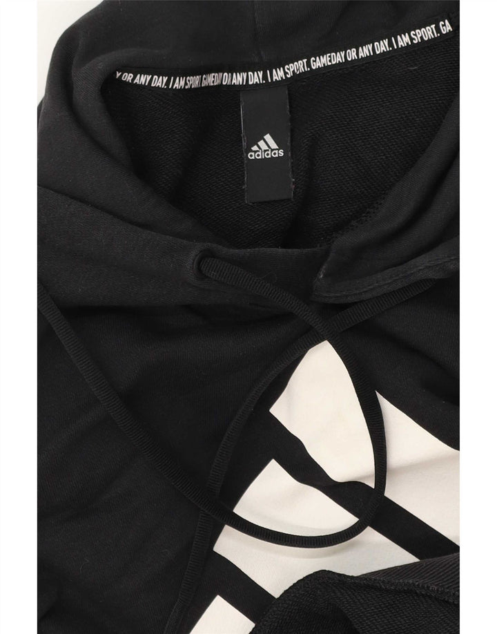 Pulover cu glugă grafic pentru bărbați Adidas, mediu negru