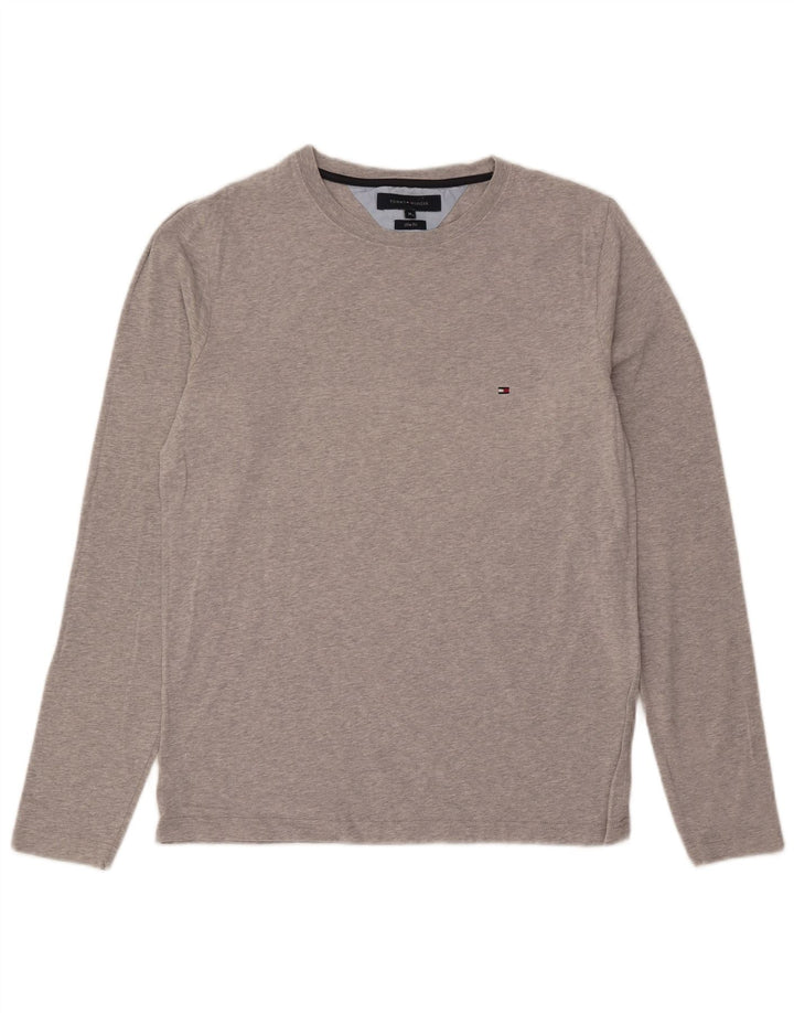TOMMY HILFIGER Mens Slim Fit Top Long Sleeve Medium Grey Cotton