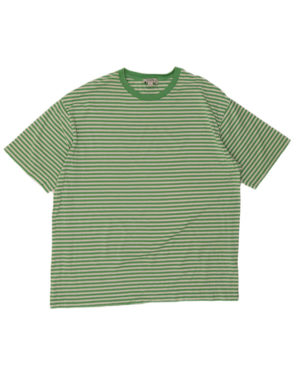 Tricou pentru bărbați Cos Top din bumbac cu dungi verzi medii