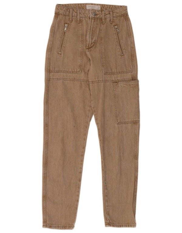 Blugi Topshop pentru femei Mom Cargo cu talie înaltă W26 L32 bumbac bej