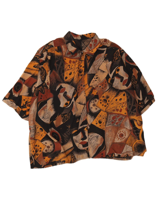 Bluză de cămașă vintage pentru femei cu model abstract, UK 20 2XL, multicoloră