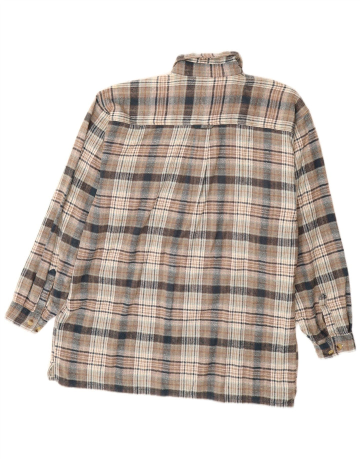 SAVVY Mens Flannel Shirt Medium Grey Check Cotton