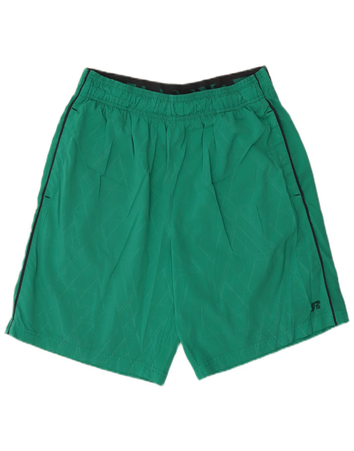 RUSSELL ATHLETIC Pantaloni scurți sport grafic pentru bărbați, verde mediu, geometric