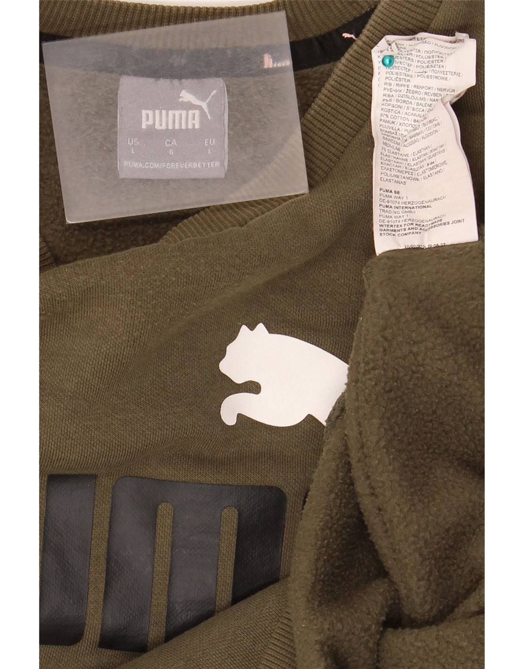 Hanorac grafic pentru bărbați PUMA Pulover mare din bumbac kaki