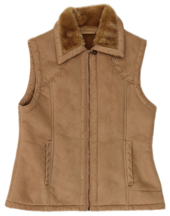 Gilet vintage pentru femei Sherpa UK 12 Medium Beige