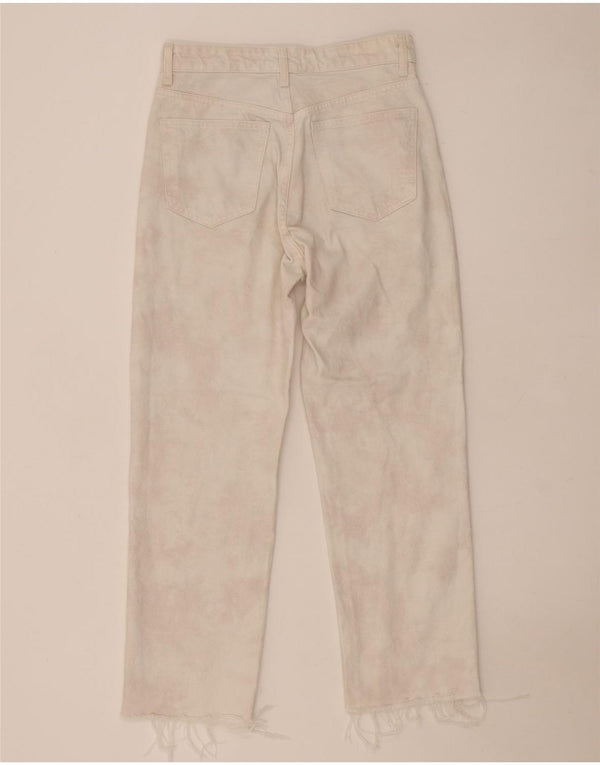 Blugi conici pentru femei Zara EU 38 Mici W28 L26 Bumbac Tie Dye alb