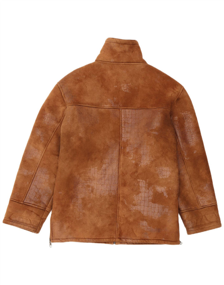 Jachetă vintage pentru bărbați din shearling IT 48 Maro Mediu