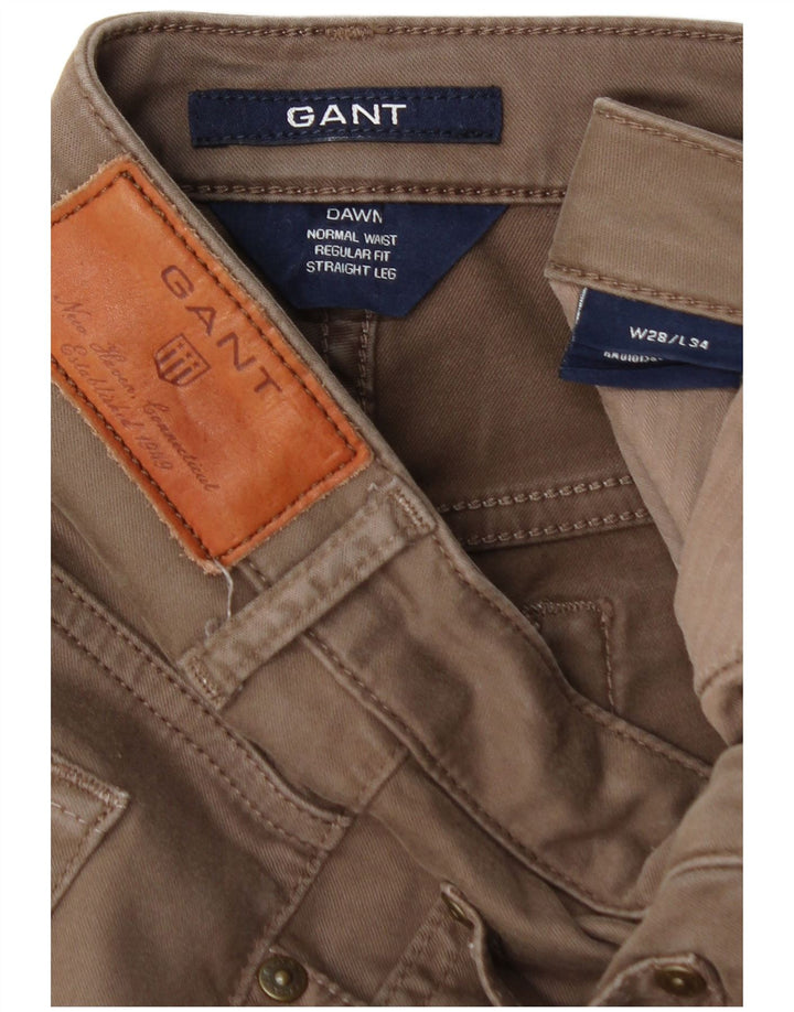 Pantaloni chino pentru femei GANT Dawn drepti, cu ajustare normală, L28 L29, bumbac maro