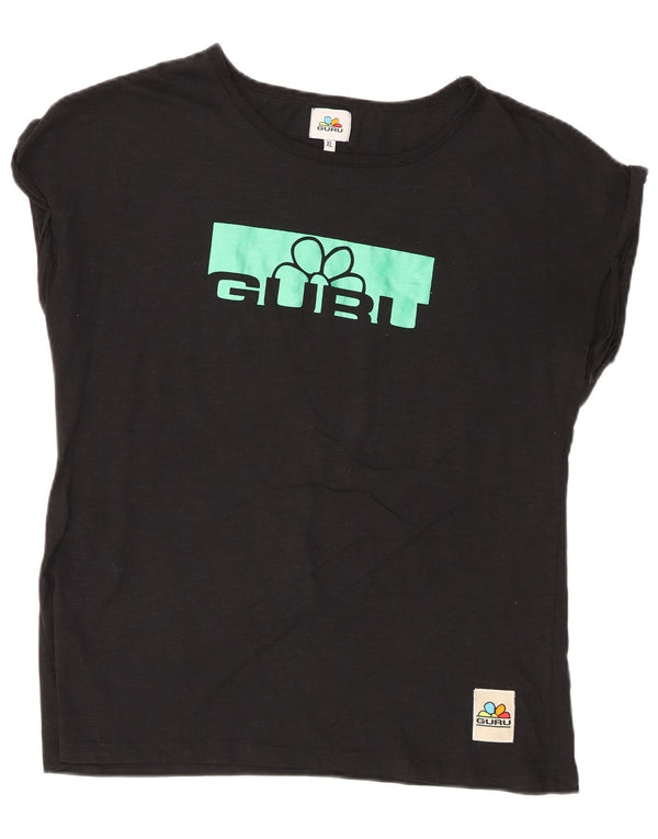 Tricou cu grafic pentru femei Guru Top UK 18 XL Bumbac negru