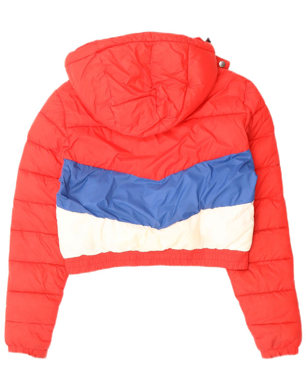 Jachetă căptușită cu glugă pentru femei SUPERDRY UK 10 Small Red Colorblock