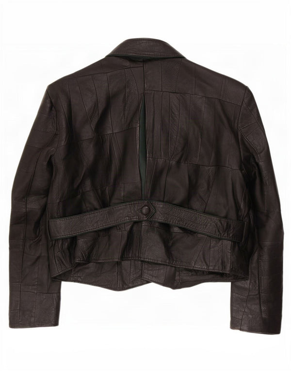 Jachetă vintage din piele cu 2 nasturi pentru femei UK 10 Small Black