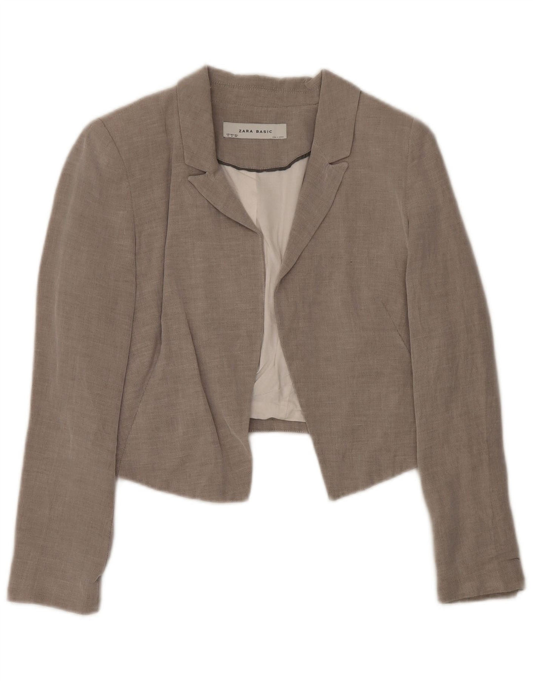 Jachetă Blazer deschisă pentru femei Zara UK 12, bumbac gri mediu