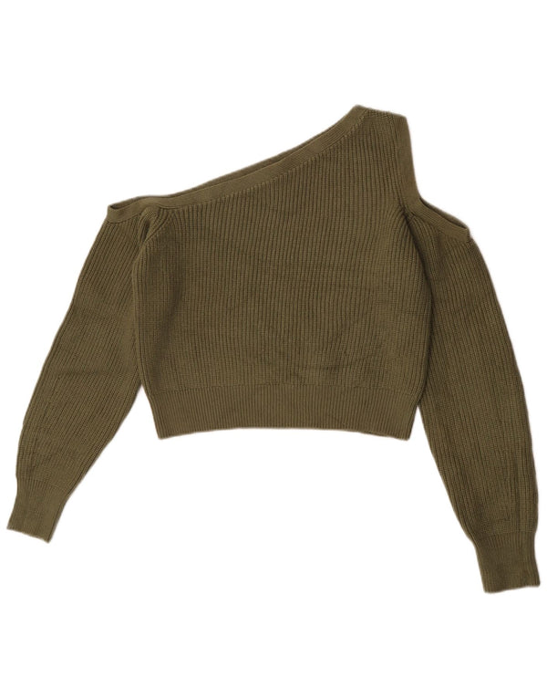 Pulover pentru femeie Zara, cu un singur umăr, cu gât de barcă, UK 12 Medium Khaki
