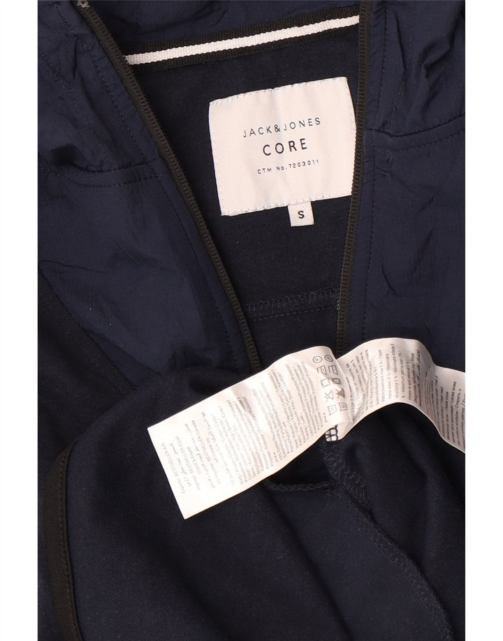 Jack & Jones pentru bărbați, cu fermoar și gât, pulover mic din poliester bleumarin