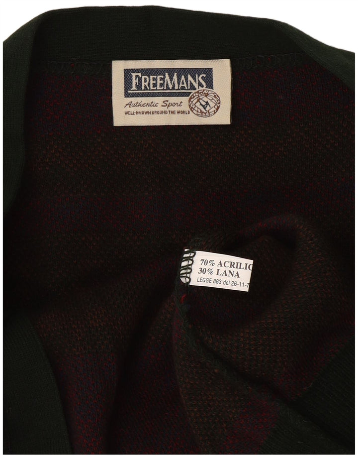 Cardigan vintage pentru bărbați, mare, verde, acrilic Fair Isle