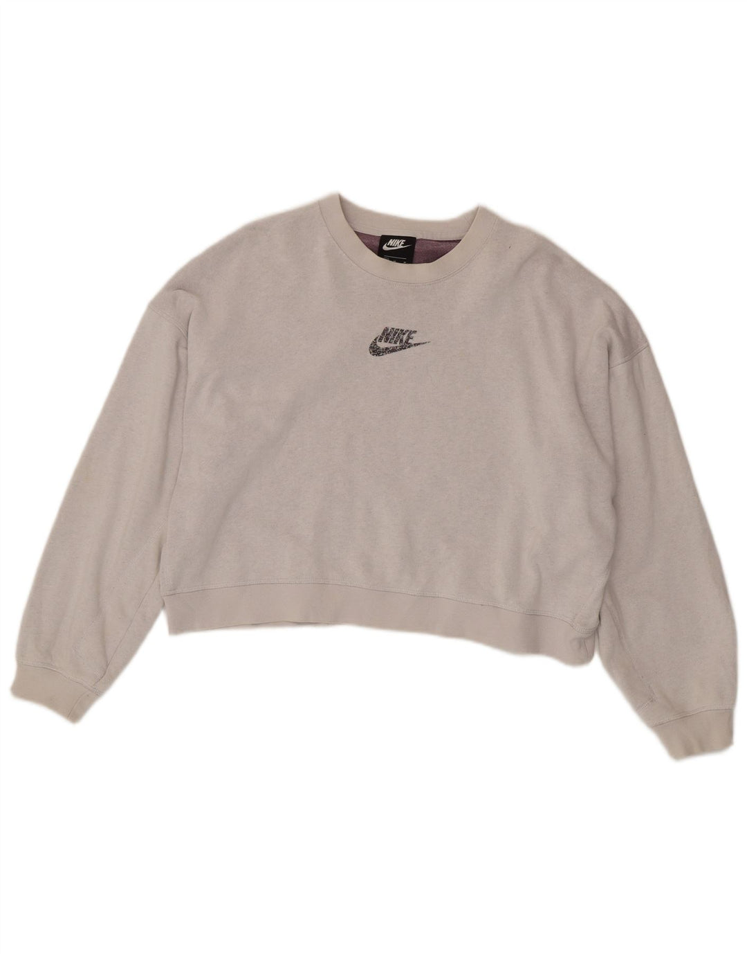 Pulover oversized pentru femei Nike Crop, UK 14, bumbac gri mediu