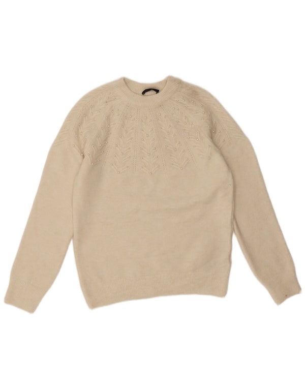 Pulover pentru femei Marks & Spencer cu decolteu triplu UK 10 Small Off White