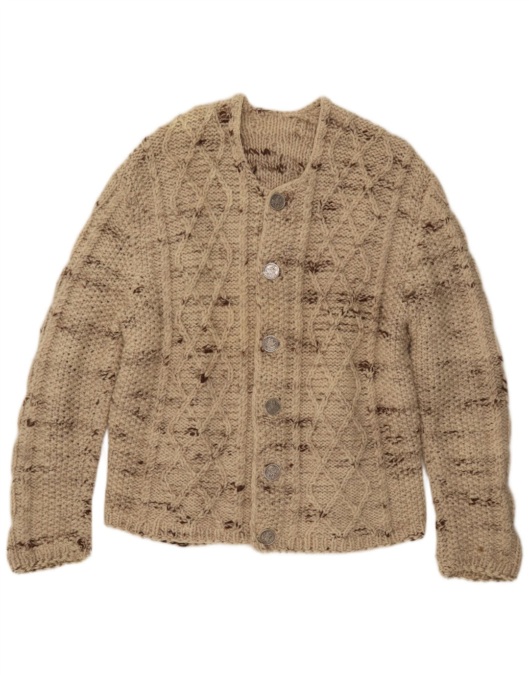 Cardigan Vintage pentru bărbați, mare, bej, pete