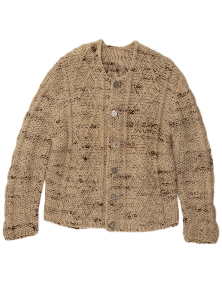 Cardigan Vintage pentru bărbați, mare, bej, pete