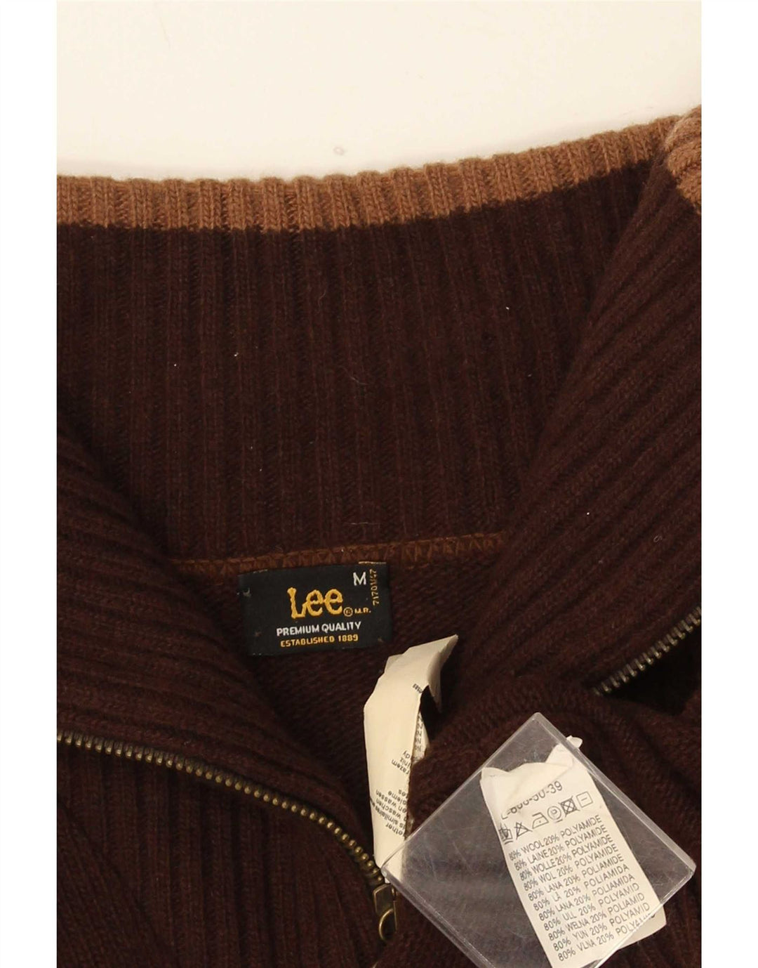 Pulover cardigan grafic pentru bărbați Lee, lână maro medie