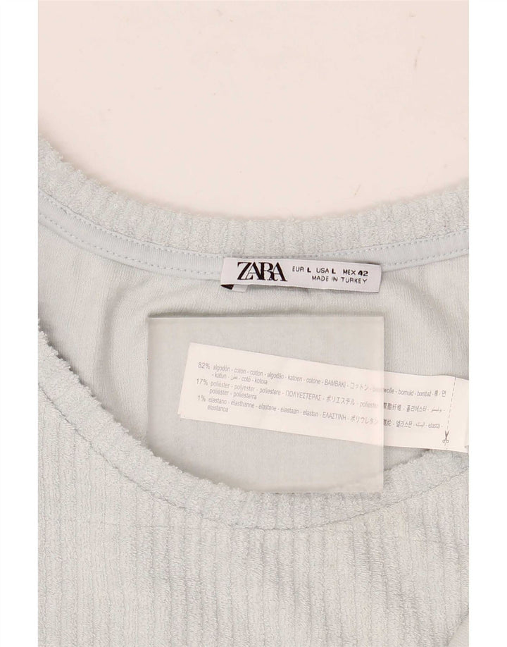 Vest Vest Top Femei Zara UK 16 Mare Bumbac Albastru