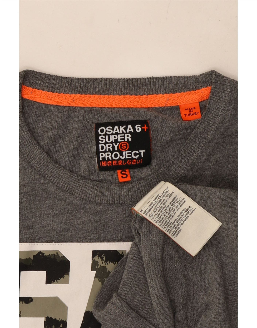 SUPERDRY Tricou grafic Osaka pentru bărbați Top mic, gri, bumbac cu pete