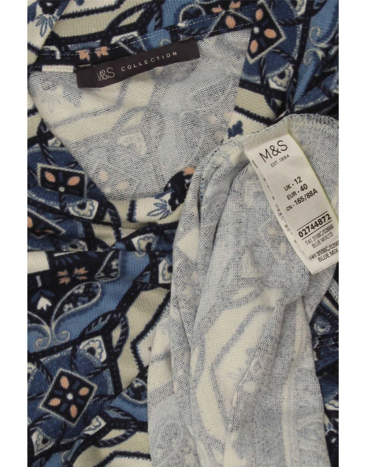 Top cu tunică cu mâneci 3/4 pentru femei Marks & Spencer UK 12 Medium Blue Geometric