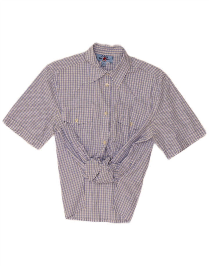 Bluză cămașă cu mânecă scurtă pentru femei Les Copains IT 44 Medium Blue Gingham