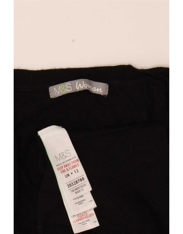 Pulover cu decolteu în V pentru femei Marks & Spencer, UK 12 Medium Negru