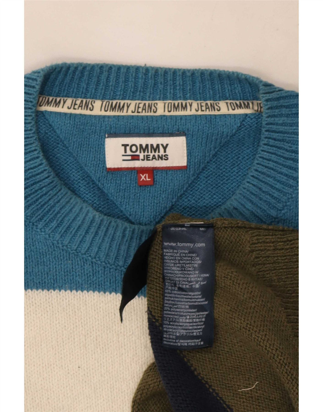 Pulover pentru bărbați Tommy Hilfiger, cu gât crew, XL, cu dungi multicolore
