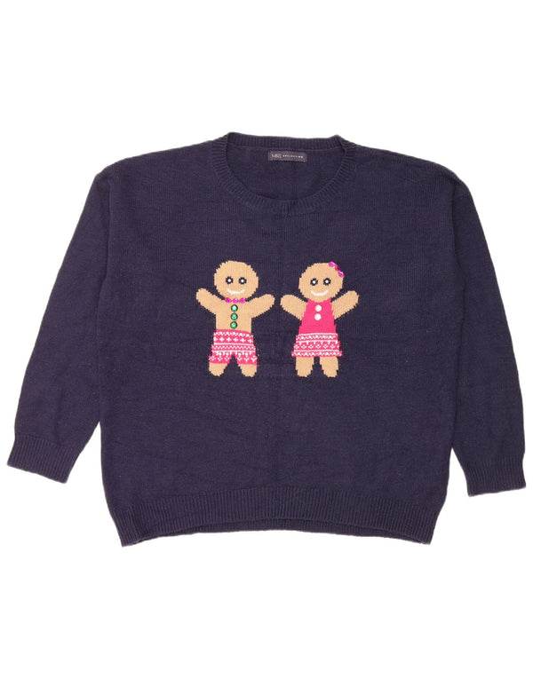 Pulover pentru femei Marks & Spencer cu decolteu triplu UK 16, mare, bleumarin