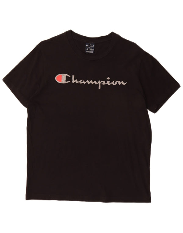 CHAMPION Mens Graphic T-Shirt Top Small Black Cotton
