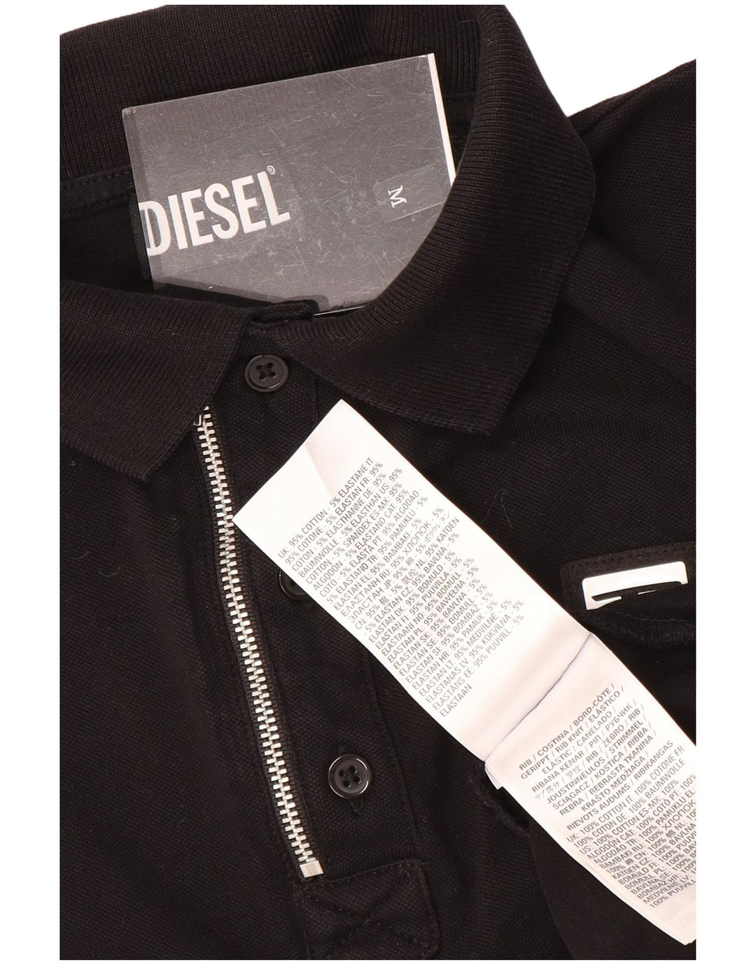 Tricou polo pentru bărbați DIESEL, bumbac mediu negru