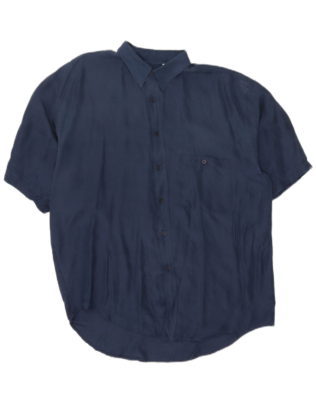 Cămașă Vintage pentru bărbați cu mânecă scurtă XL Bleumarin Mătase