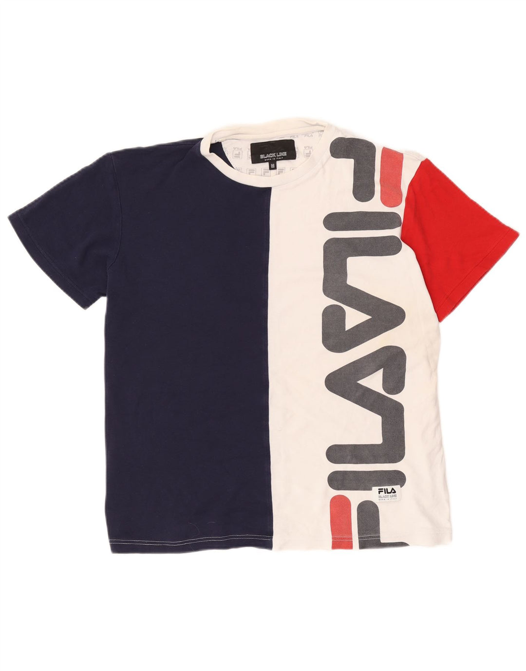 Tricou cu grafic Fila pentru bărbați Top mediu alb din bumbac color bloc
