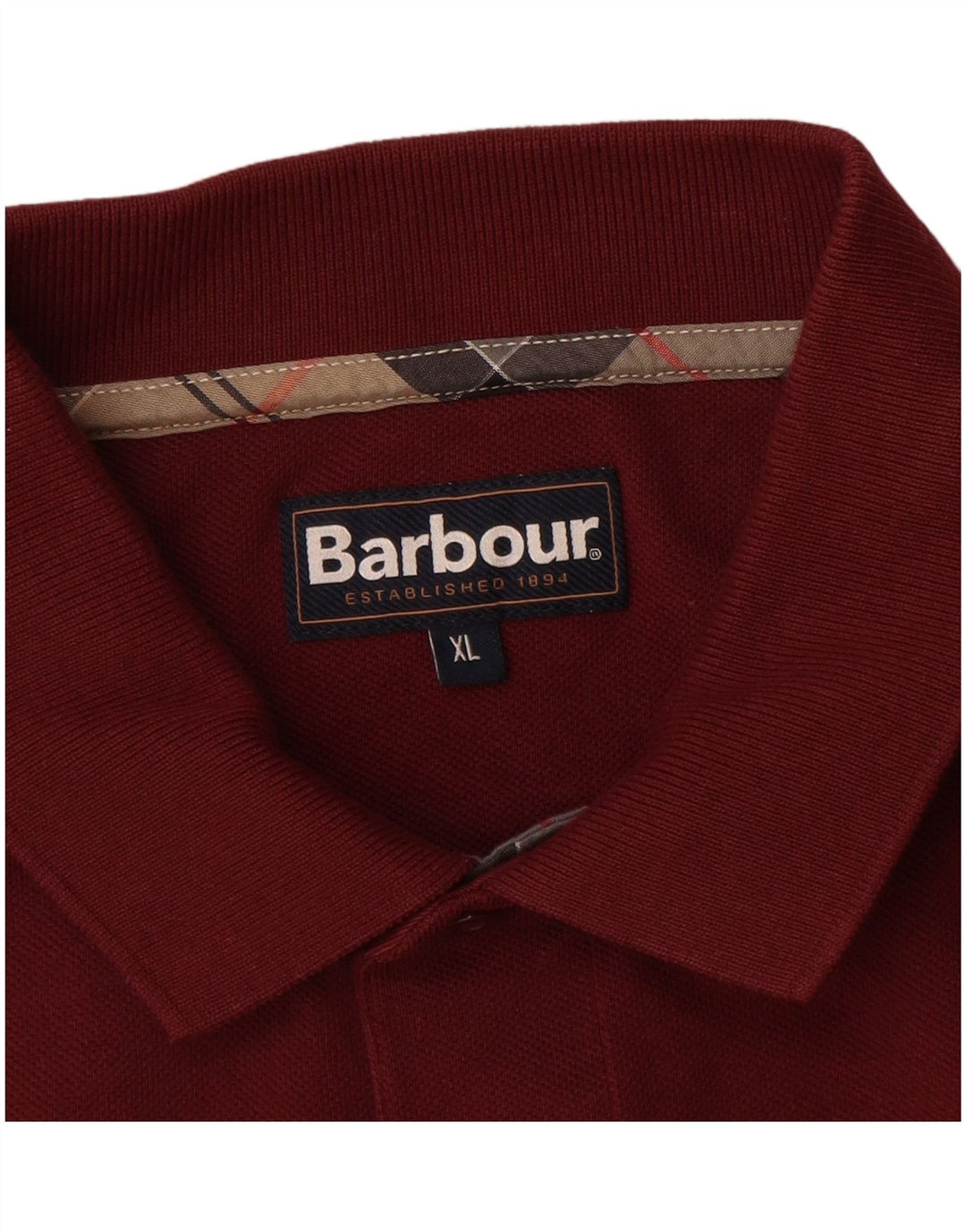 BARBOUR Cămașă Polo cu mânecă lungă pentru bărbați XL Bumbac Burgundy