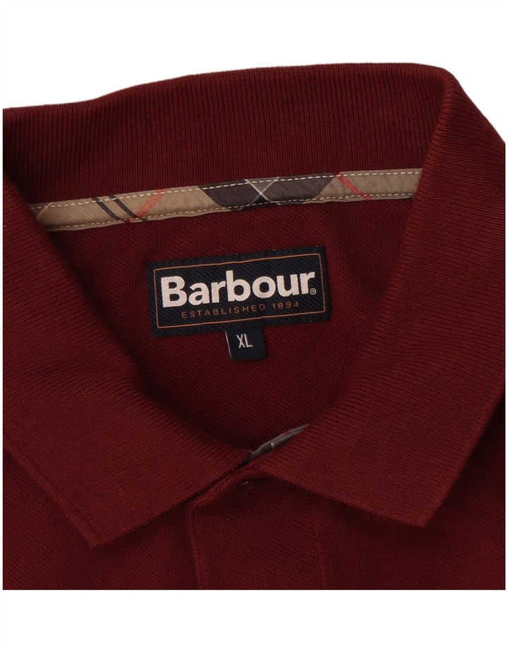 BARBOUR Cămașă Polo cu mânecă lungă pentru bărbați XL Bumbac Burgundy