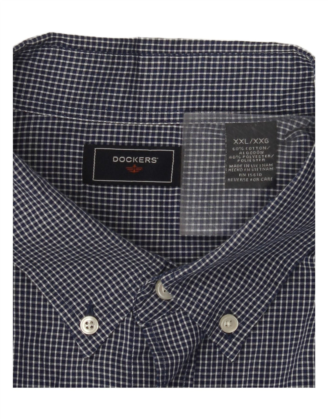DOCKERS Mens Flannel Shirt 2XL Navy Blue Check Cotton