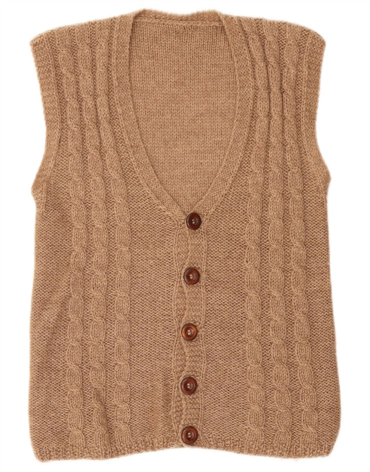 Cardigan Vintage fără mâneci pentru bărbați, mic, bej