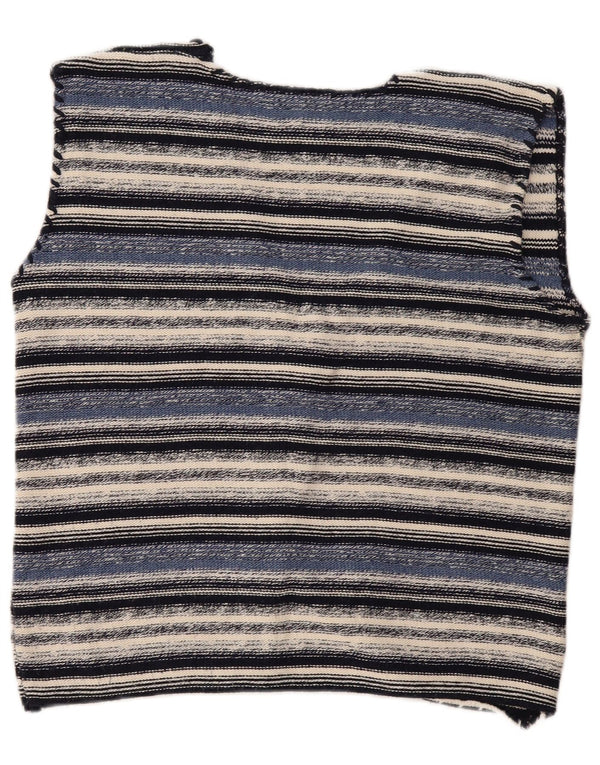 Pulover Cardigan fără mâneci vintage pentru femei UK 16 mare cu dungi albastre